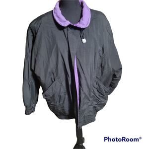 Vintage 80s Bulky London Fog Black with Vibrant Liner Women's Medium